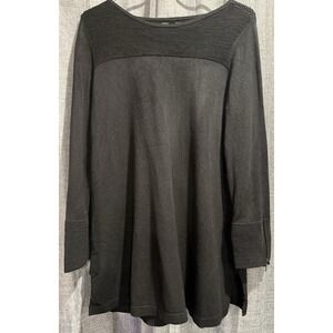Alfani Women's Size Medium Black Tunic Sweater Zip Cuff  Ribbed at sleeve/Top